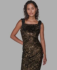 Karl Lagerfeld Paris Women's Square Neck Sequin Detail Dress