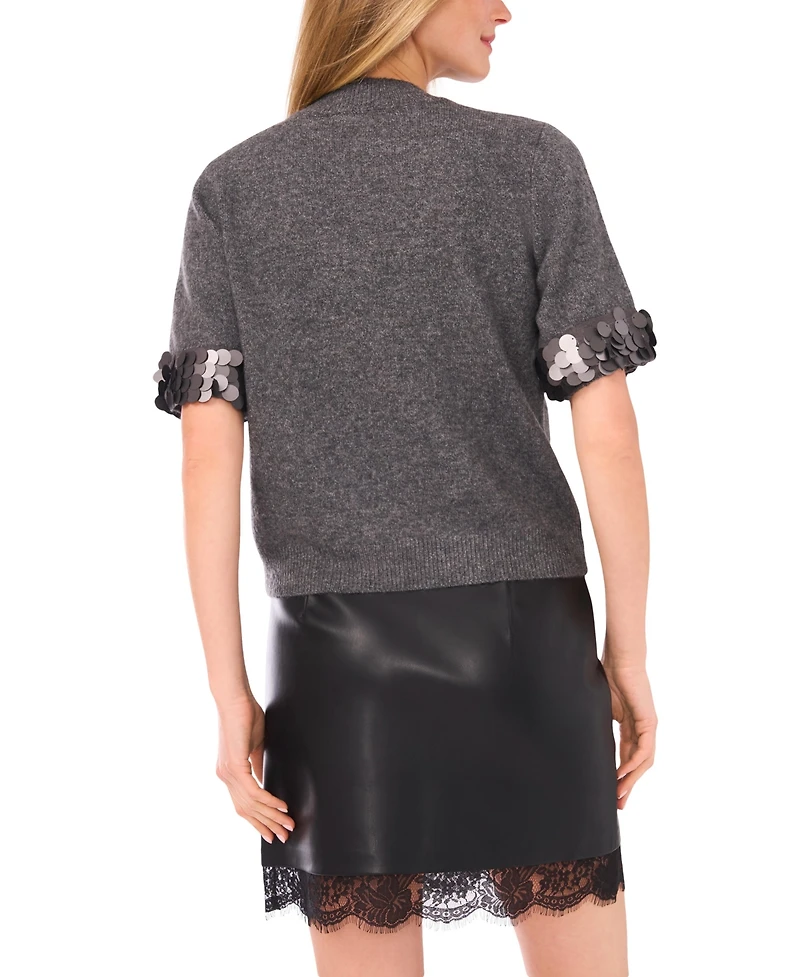 Vince Camuto Women's Mock Neck Short Sleeve Sweater