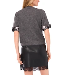Vince Camuto Women's Mock Neck Short Sleeve Sweater