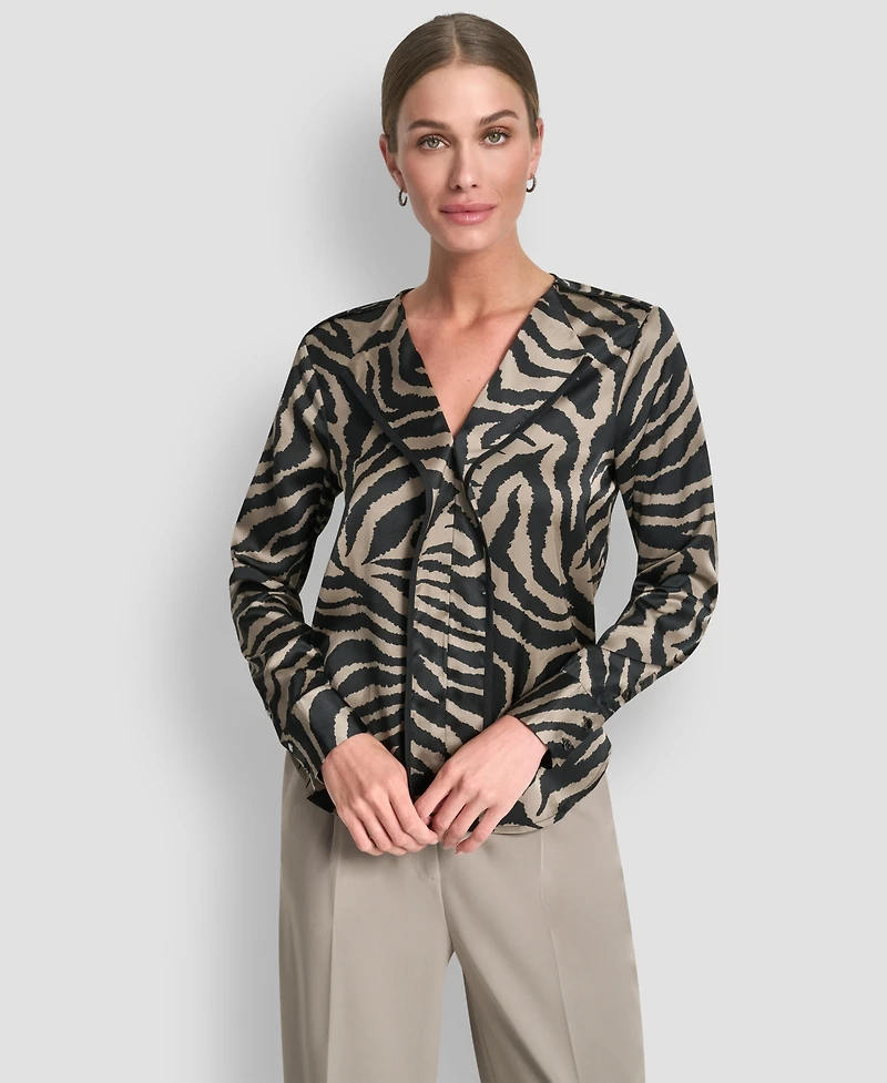 Dkny Women's V-Neck Piping Blouse