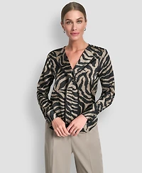 Dkny Women's V-Neck Piping Blouse