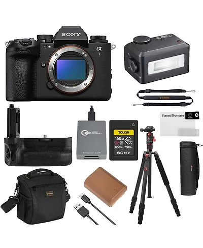 Sony a1 Ii Mirrorless Camera, Bundle, 160GB CFexpress Card, iT30Pro Flash, Battery Grip, Tripod/Monopod, Shoulder Bag, Screen Protector, Strap