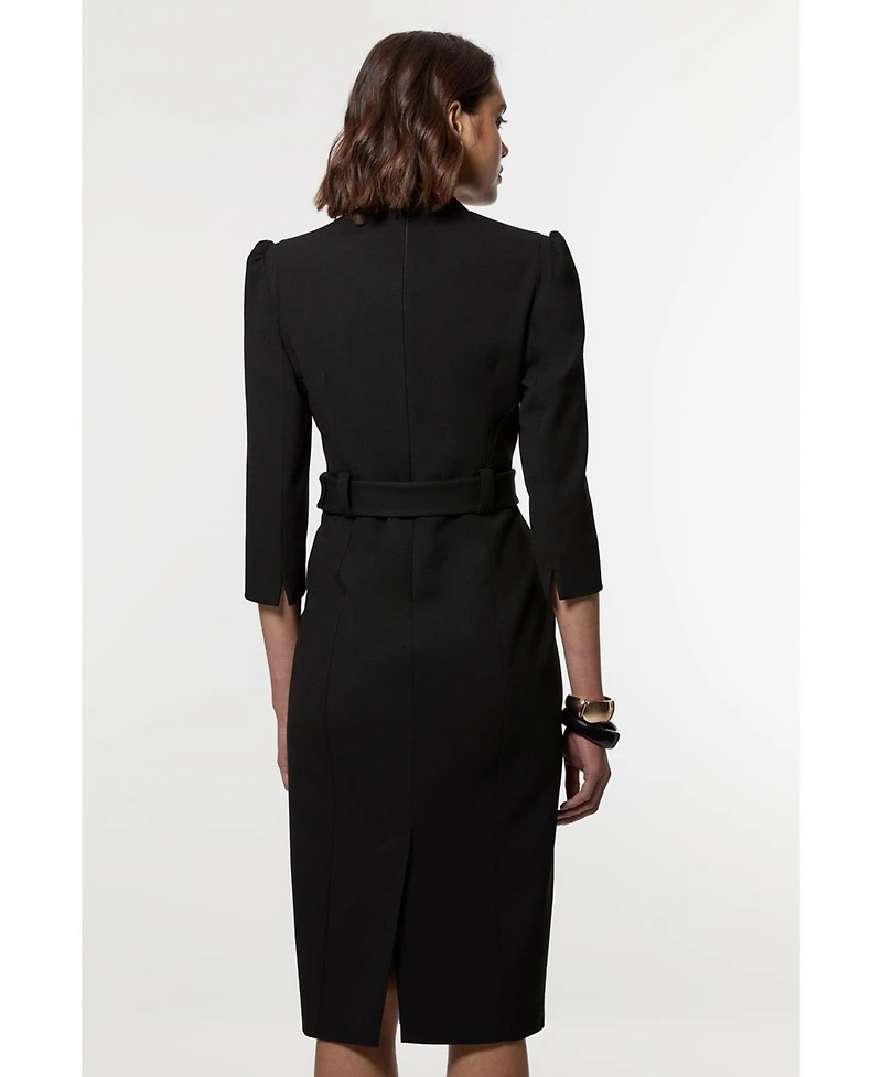 Karen Millen Women's 3/4 Sleeve Belted Midi Dress