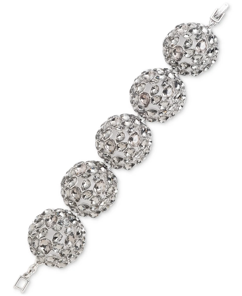 Givenchy Glass Stone Silver-Tone Drama Cluster Flex Bracelet