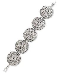 Givenchy Glass Stone Silver-Tone Drama Cluster Flex Bracelet