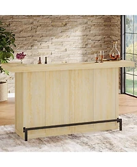 Tribesigns 4-Tier Bar Table, 70.9-Inch Large Modern Home Bar Unit with Wine Glass Holder and Black Footrest, Oak