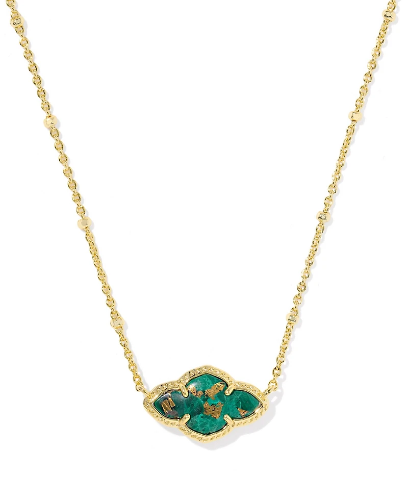 Kendra Scott Veined Green Malachite 14K Gold Plated Over Brass Abbie Pendant Necklace