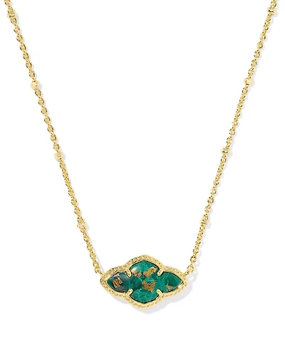 Kendra Scott Veined Green Malachite 14K Gold Plated Over Brass Abbie Pendant Necklace
