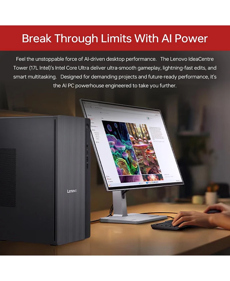 Lenovo IdeaCentre Business Tower Desktop Intel Core Ultra 7 265 16GB Ram Intel Graphics 1TB Ssd Storage Windows 11 Home - Grey