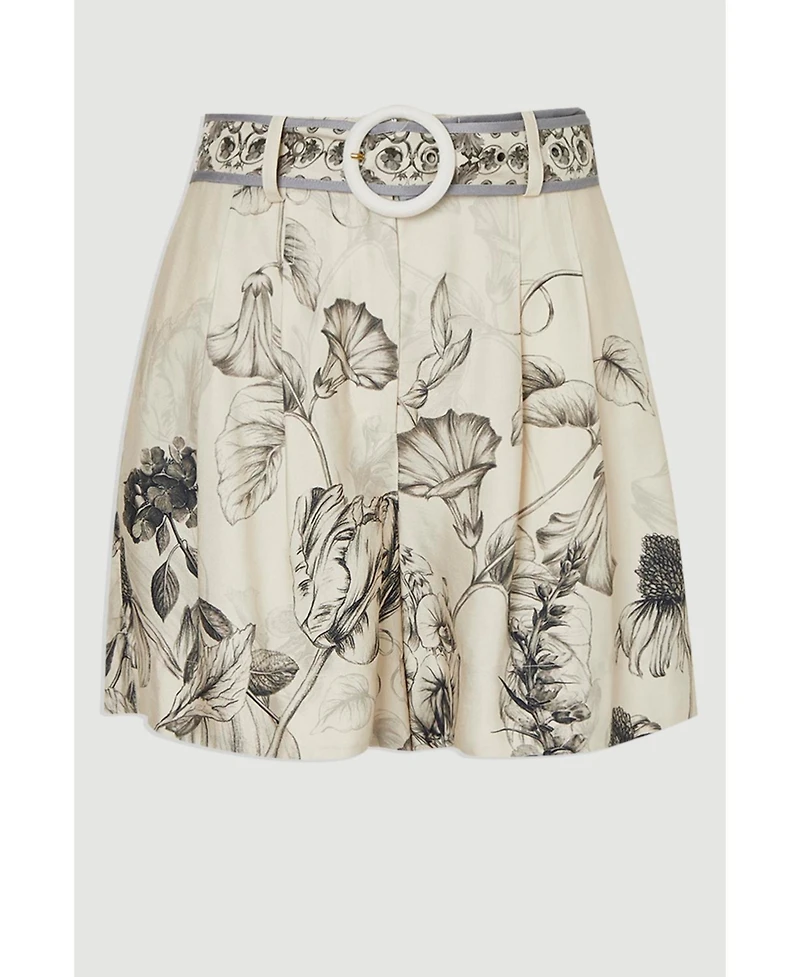Karen Millen Women's Placed Print Short With Belt