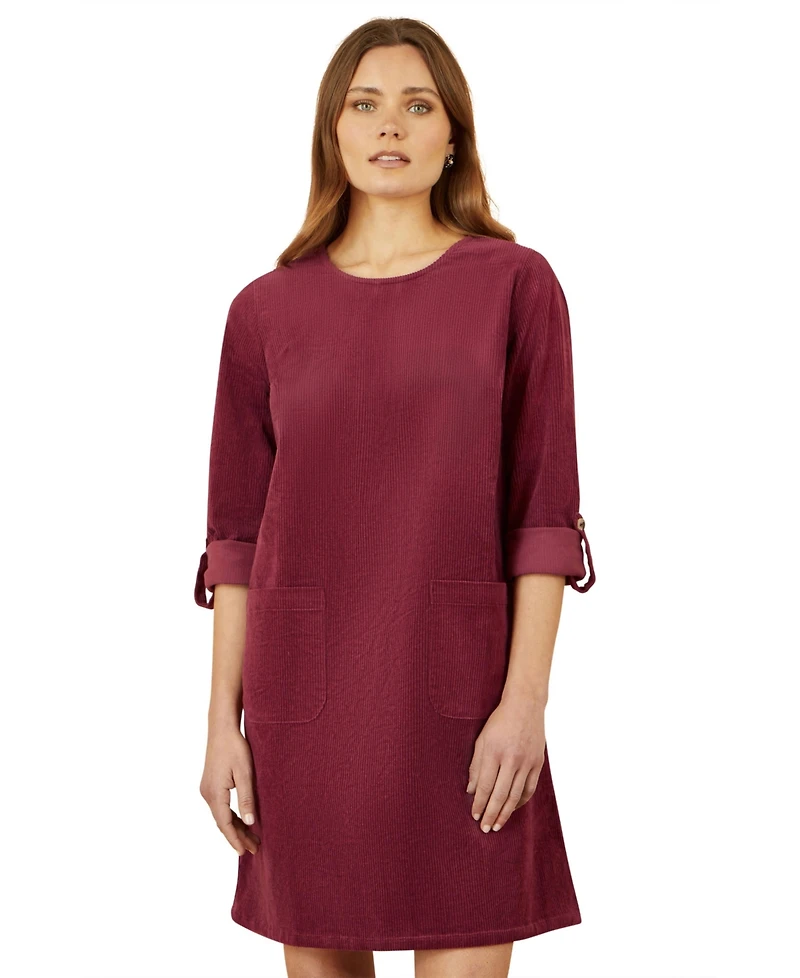 Yumi Women's Cord Tunic Dress With Pockets