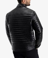 Xray Men's Pu Quilted Jacket With Faux Shearling Lining