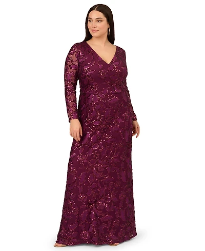 Adrianna Papell Plus Sequin Stretch Mermaid Gown