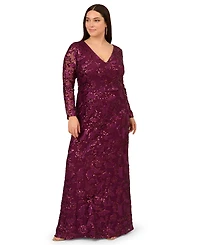 Adrianna Papell Plus Sequin Stretch Mermaid Gown