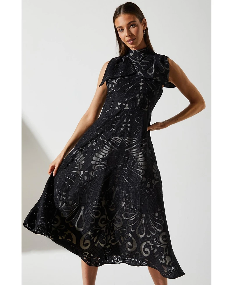 Coast Women's Bow Sleeve Jacquard Dress