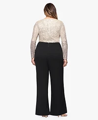 Xscape Plus Sequin Detail Long Sleeves Jumpsuit