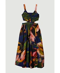 Karen Millen Women's Blurred Floral Taffeta Maxi Dress
