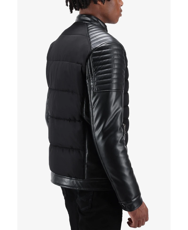 Xray Men's Moto Jacket With Pu sleeves And Faux Shearling Lining