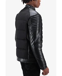 Xray Men's Moto Jacket With Pu sleeves And Faux Shearling Lining