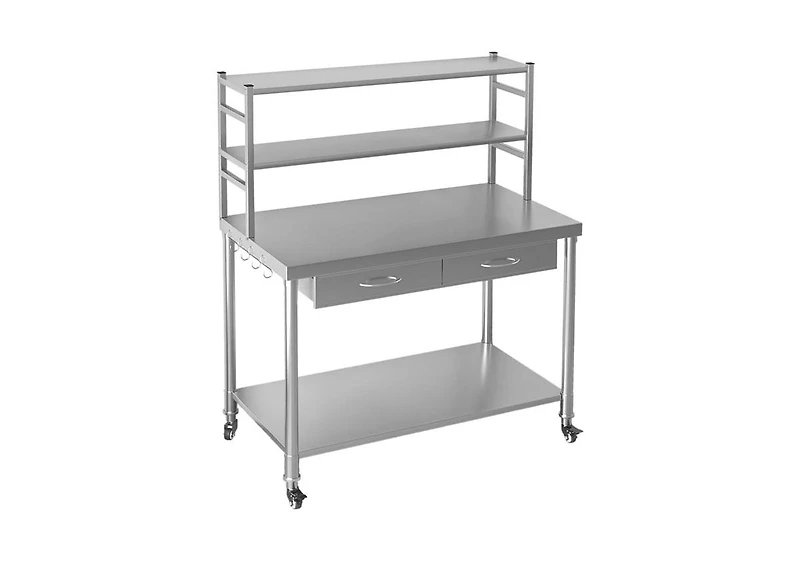 Aecojoy Stainless Steel Table with Shelves and Drawer 48"x24" Prep Table for Commercial Kitchen