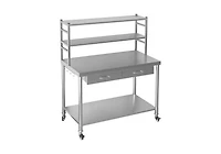 Aecojoy Stainless Steel Table with Shelves and Drawer 48"x24" Prep Table for Commercial Kitchen