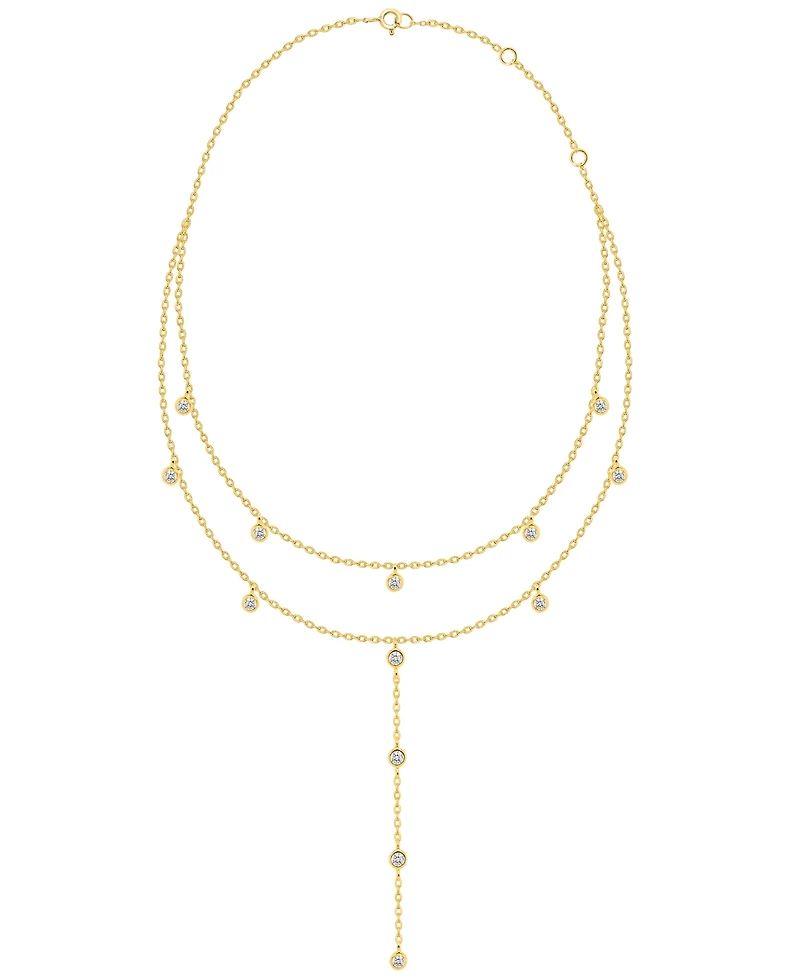 Macy's White Diamond Necklace (1/4 ct. t.w.) in 14K Gold Plating with Sterling Silver