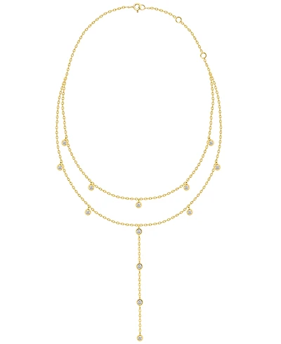 Macy's White Diamond Necklace (1/4 ct. t.w.) in 14K Gold Plating with Sterling Silver