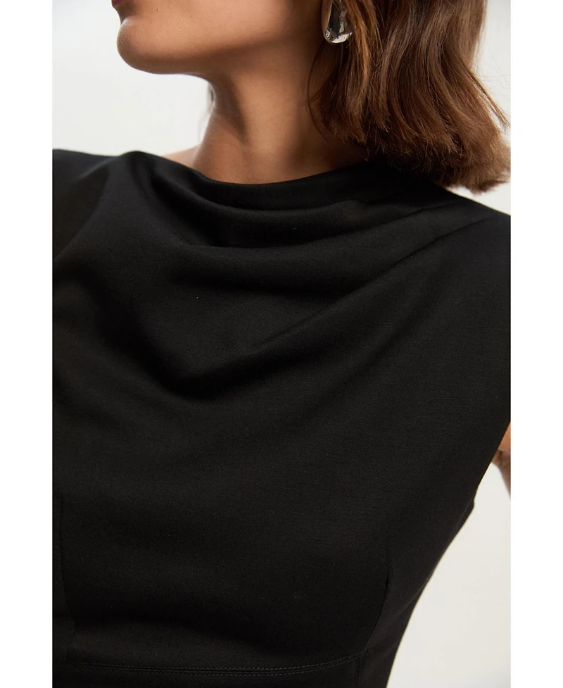 Karen Millen Women's Ponte Asymmetric Midi Dress