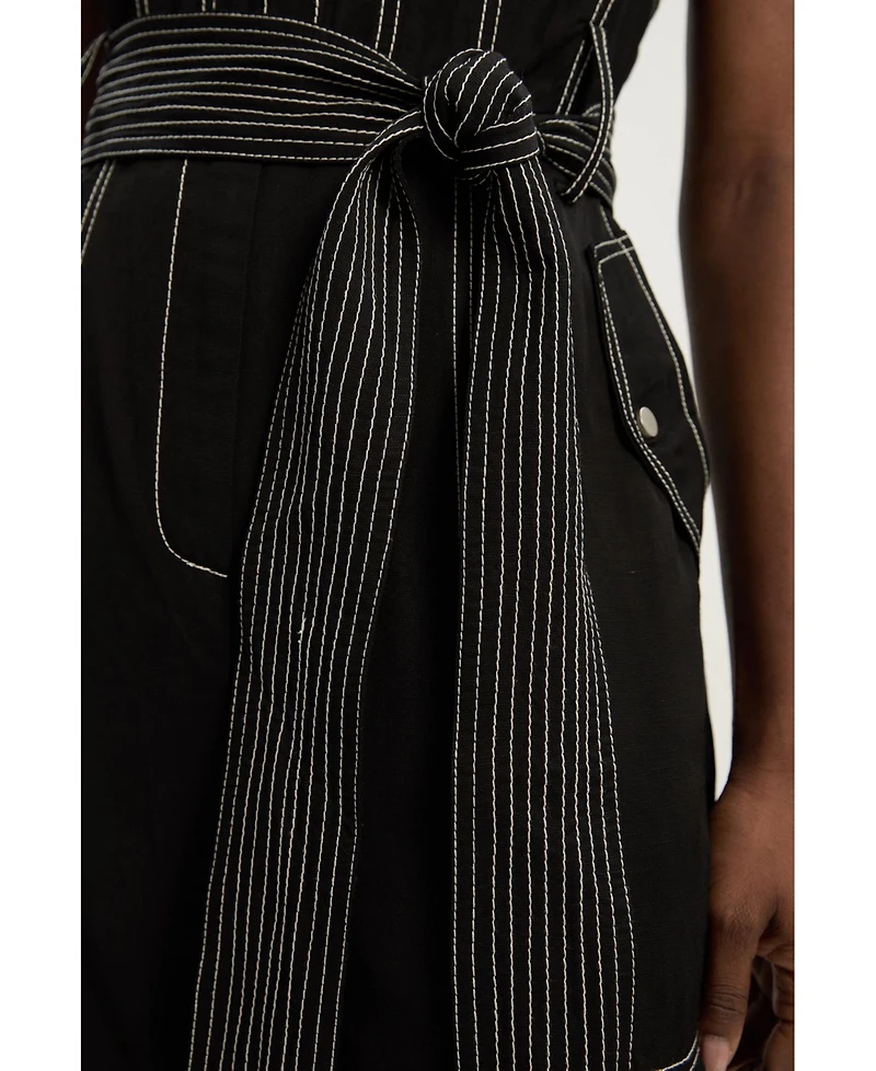 Karen Millen Women's Premium Linen Woven Jumpsuit