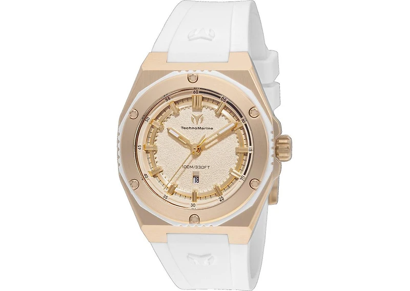 Technomarine Women's Tm-416080 Coral Quartz Gold Dial Watch