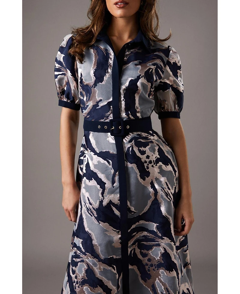 Coast Women's Short Sleeve Jacquard Shirt Dress