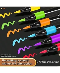 Htutwoo 60 Colors Acrylic Paint Pens, Water-Based Ink Markers, for Canvas, Rock Painting, Wood, Glass, Metal, Ceramic, Stone