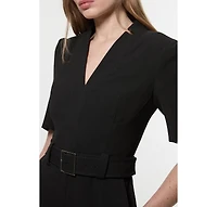 Karen Millen Women's Structured Crepe Forever Belted Jumpsuit
