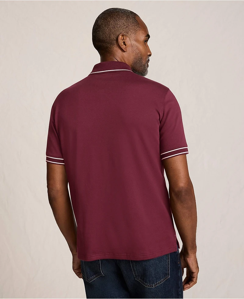 Lands' End Men's Short Sleeve Tipped Welt Pocket Supima Polo