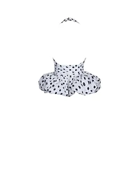 Miss Circle Women's Ilene White and Black Polka Dot Bubble Hem Halter Top