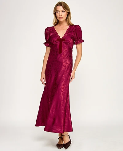 Row A Women's Short Sleeves V-Neck Dress
