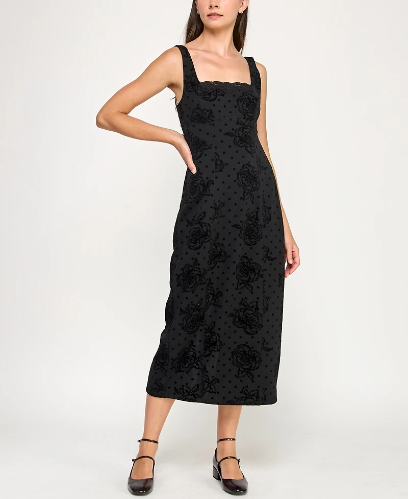 Row A Women's Sleeveless Flocked Dress