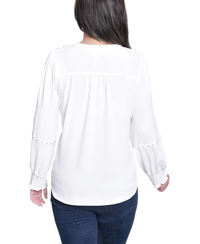 Ny Collection Women's V Neck Long Sleeve Knit Top