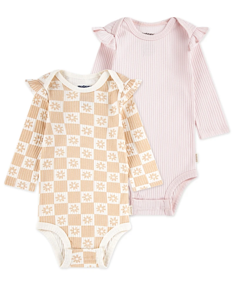 Huggies Baby Girls 2-Pack Crewneck Bodysuit Set