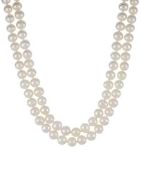Macy's Cultured Freshwater Pearl (6-7mm) Two Strand Necklace in Sterling Silver