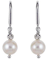 Macy's Cultured Freshwater Pearl (7-8mm) and Brilliance Beads Hook Earrings in Sterling Silver