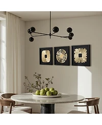LuxenHome 3-Piece Modern Black & Gold Abstract Metal Wall Art Set, Contemporary Home Decor