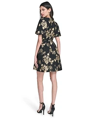 Vince Camuto Women's Square Neck Puff Sleeves Dress