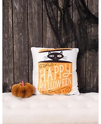 18" x 18" Festive Fright Cat Light-Up Led Light-Up Halloween Throw Pillow