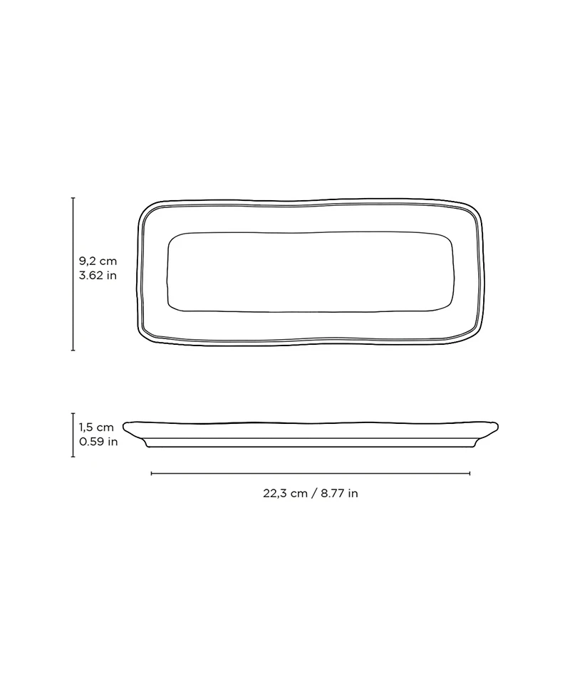 Porto Brasil 8.6" Stoneware Rectangular Platters, Set of 4