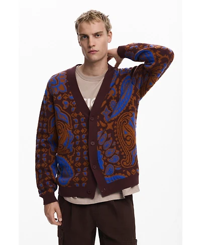 Desigual Men's Paisley cardigan sweater