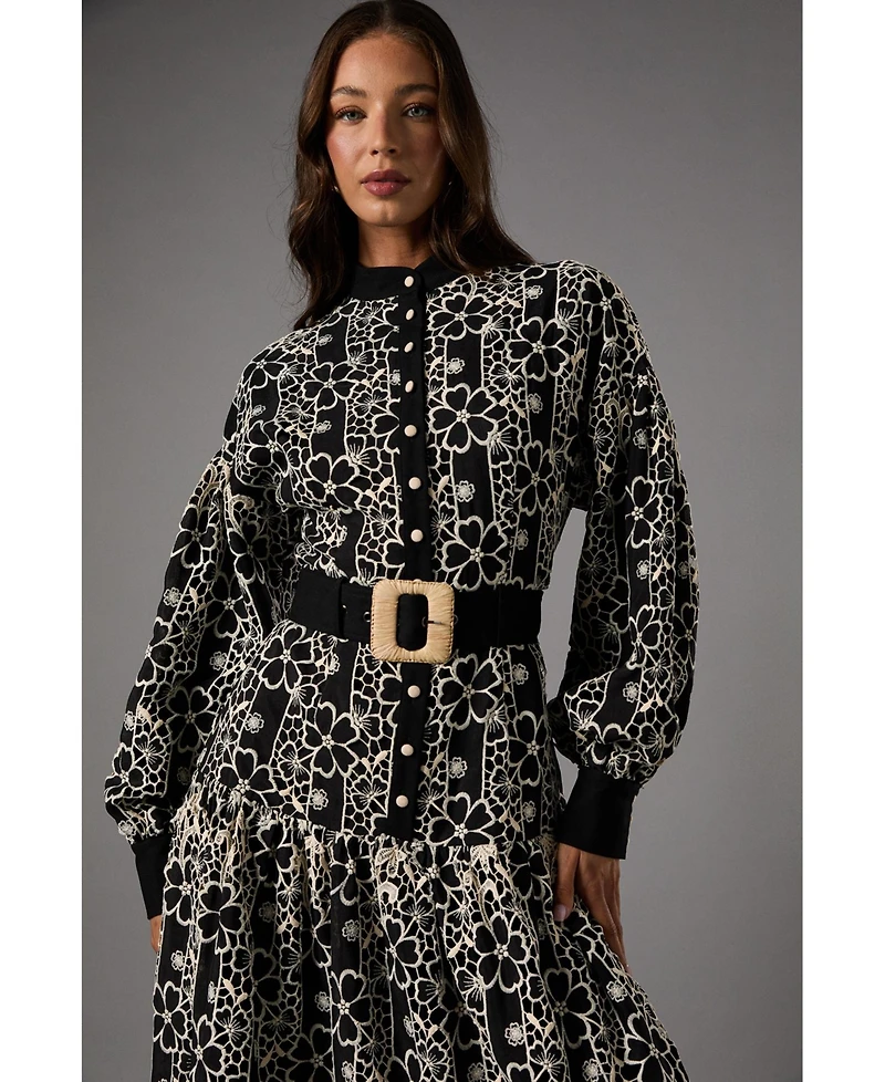 Coast Women's Long Sleeve Belted Shirt Dress