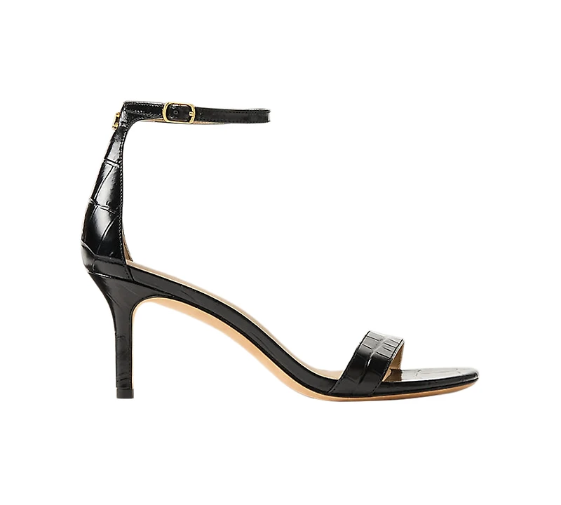 Lauren Ralph Women's Allie Mid-Heel Crocodile-Embossed Sandal