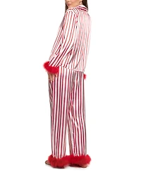 Linea Donatella Women's 2-Piece Marabou Stripe Top and Pants Pajama Set