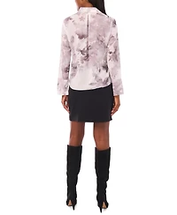 1.state Women's Printed Long Sleeve Button Up Shirt